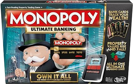 Monopoly Ultimate Banking Edition Board Game for Families and Kids Ages 8 and Up, Electronic Banking Unit (Amazon Exclusive)