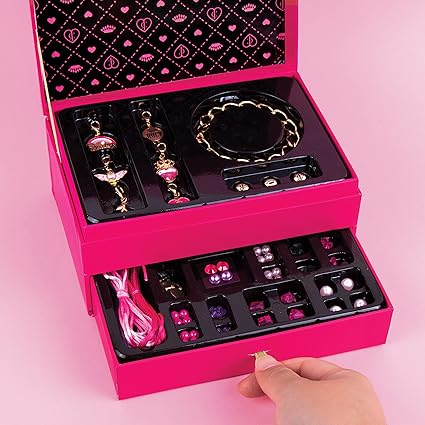 Make It Real - Juicy Couture Glamour Box Jewelry Set - Jewelry Box & Charm Bracelet Making Kit for Girls & Teens - Friendship Bracelet Kit with Beads, Chains, Charms & Jewelry Storage Box - Ages 8+