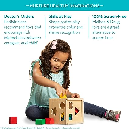 Melissa & Doug Shape Sorting Cube - Classic Wooden Toy With 12 Shapes