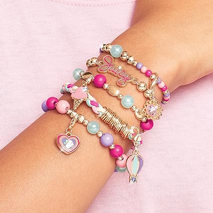 Make It Real - Juicy Couture Mini Crystal Sunshine - DIY Charm Bracelet Making Kit - Friendship Bracelet Kit with Swarovski Crystal Charms - Arts & Crafts Bead Kit for Girls - Makes 5 Bracelets