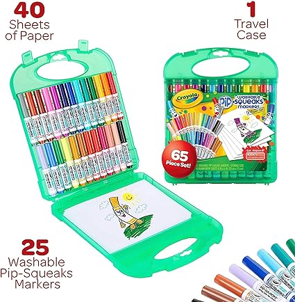 Crayola Pip Squeaks Marker Set (65ct), Washable Markers for Kids, Kids Art Supplies for Classrooms, Mini Markers for School, Ages 4+
