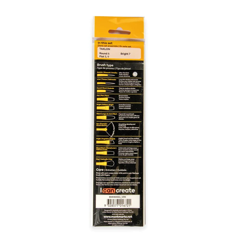 Mont Marte Mont Martee Gallery Series Paint Brush Set Acrylic 4Pc