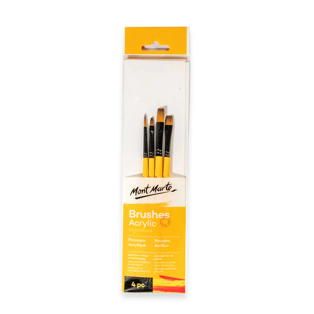 Mont Marte Gallery Series Paint Brush Set - Acrylic 4Pc