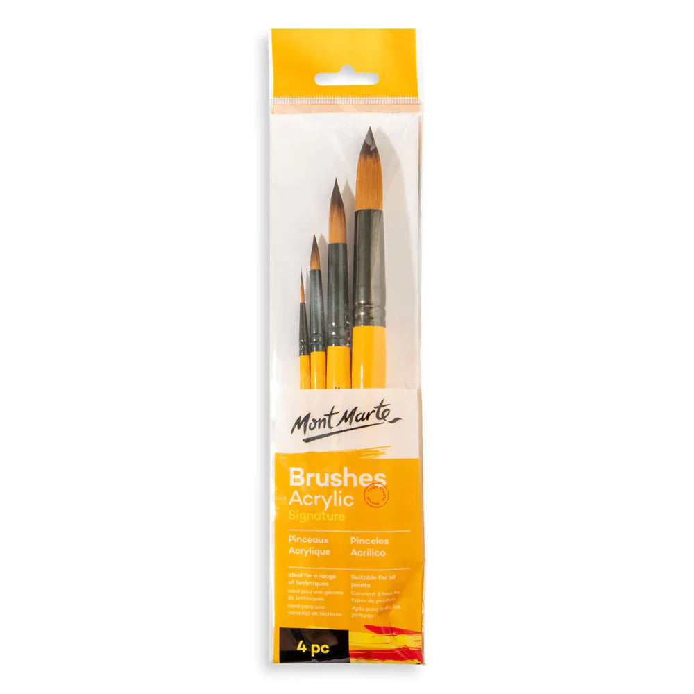 Mont Marte Gallery Series Acrylic Brush 4 Pc Set