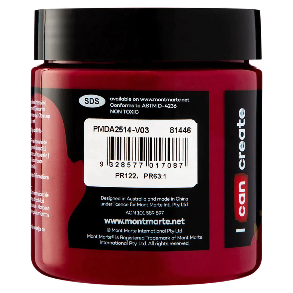 Mont Marte Mont Martee Dimension Acrylic Paint 250Ml Pot Rose Madder
