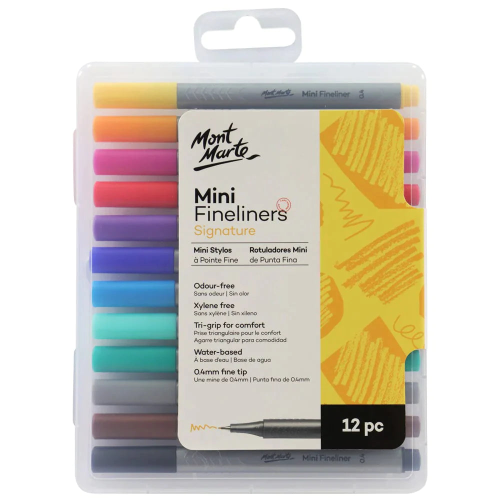 Mont Marte Fineliner Marker Pen Set - Mini 12Pc