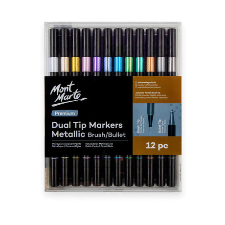 Mont Marte Premium Dual Tip Metallic Marker Set 12Pc