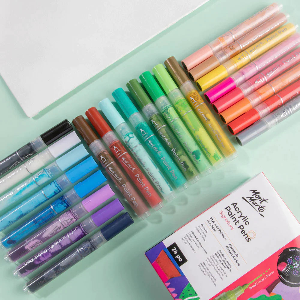 Mont Marte Mont Martee Signature Acrylic Paint Pen Set Broad Tip 24Pc