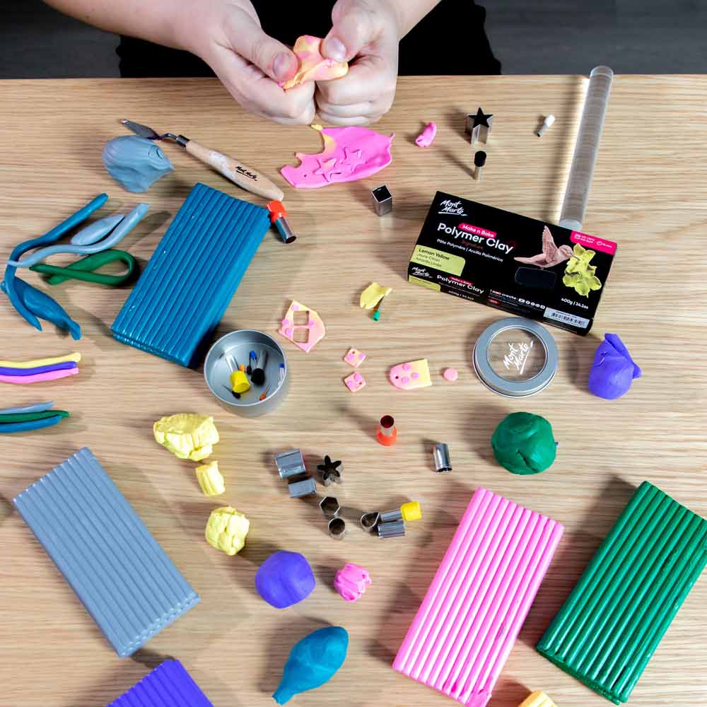 Mont Marte Mont Martee Make N Bake Polymer Clay 400G Block Lemon Yellow