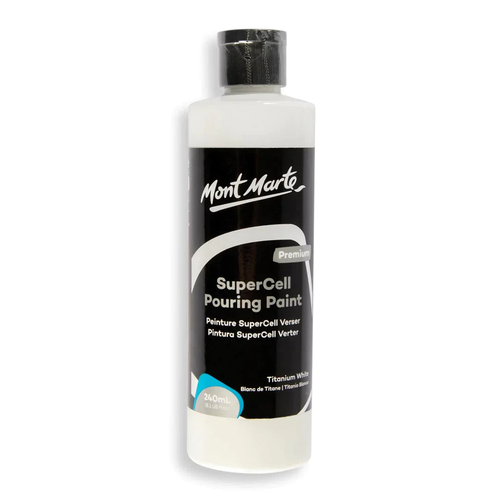 Mont Marte Supercell Pouring Paint 240Ml Bottle - Titanium White