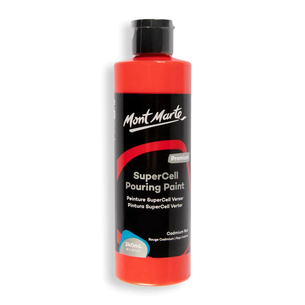 Mont Marte Supercell Pouring Paint 240ml Bottle- Cadmium Red