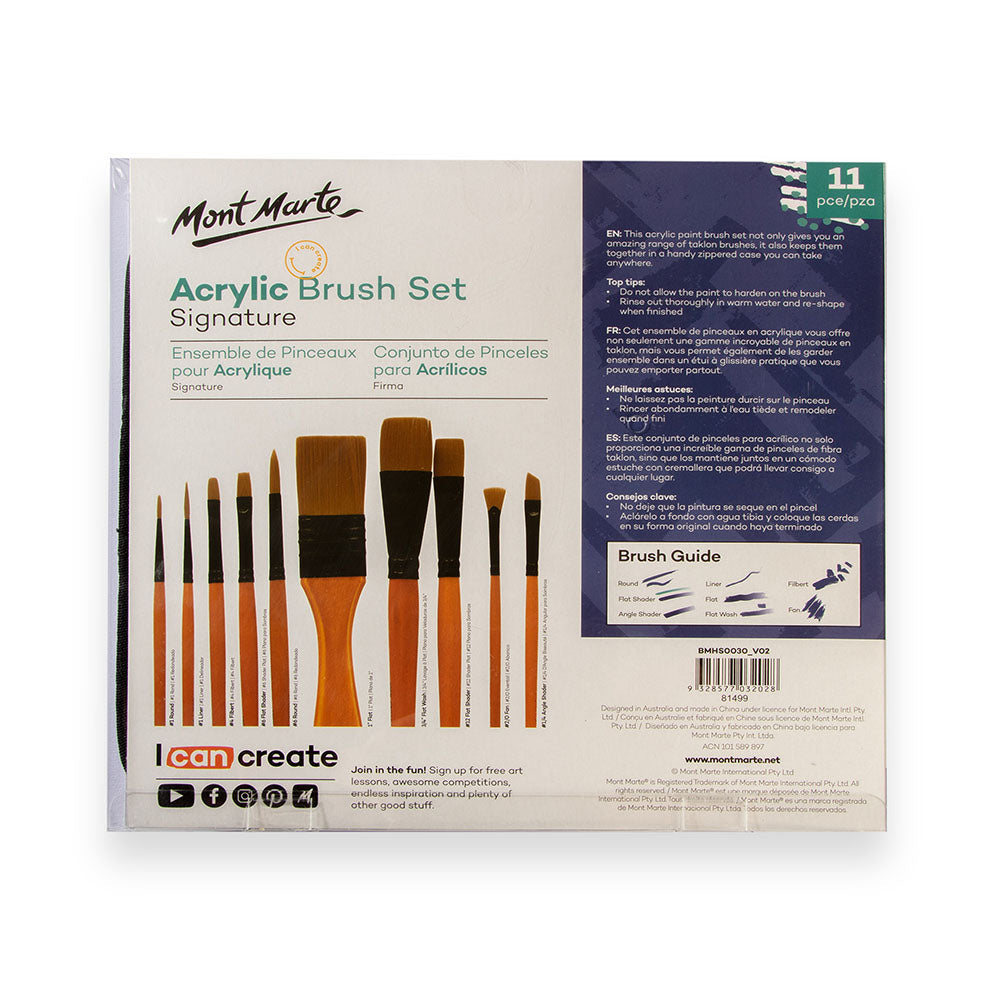 Mont Marte Acrylic Brush Set Signature 11Pc