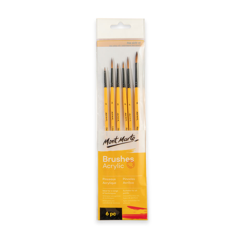 Mont Marte Brush Set Gallery Acrylic 6Pcs
