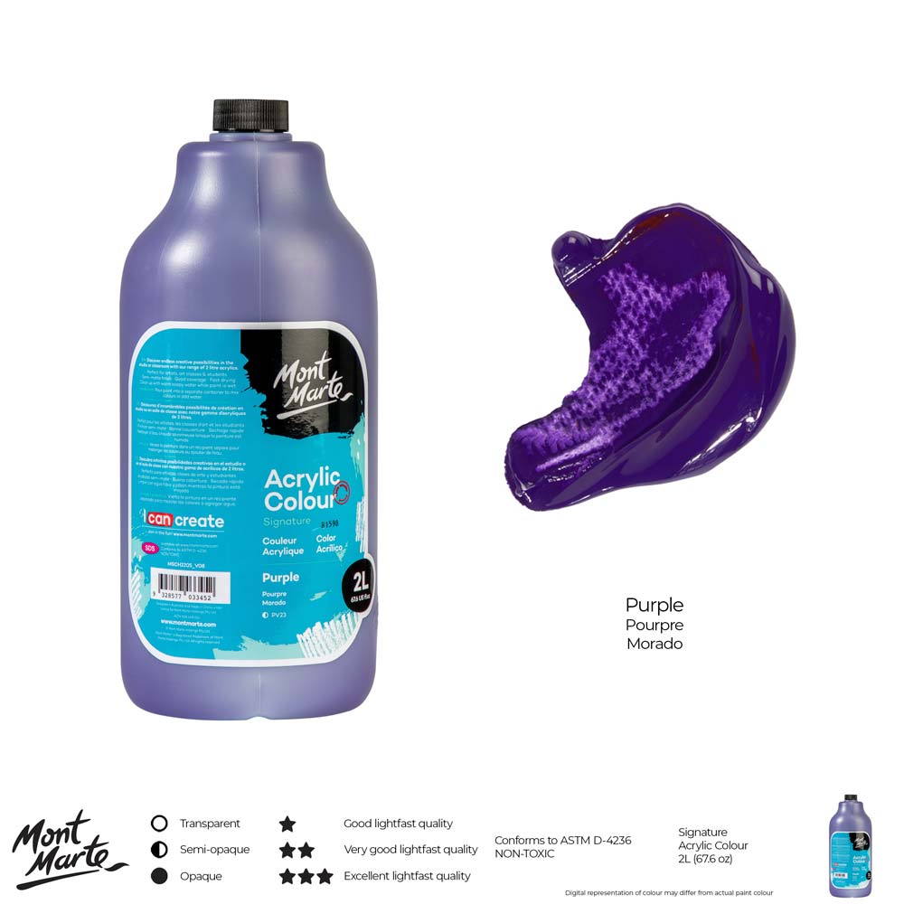 Mont Marte Acrylic Colour Paint Signature 2L 67 6 Us Fl Oz Bottle Purple