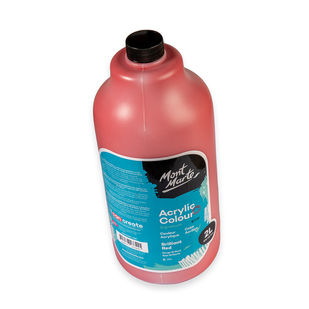 Mont Marte Acrylic Colour Paint Signature 2L 67 6 Us Fl Oz Bottle Brilliant Red