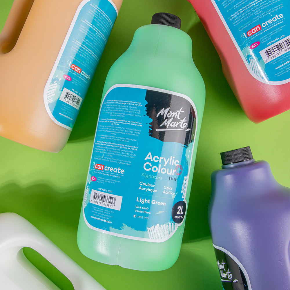 Mont Marte Acrylic Colour Paint Signature 2L 67 6 Us Fl Oz Bottle Light Green