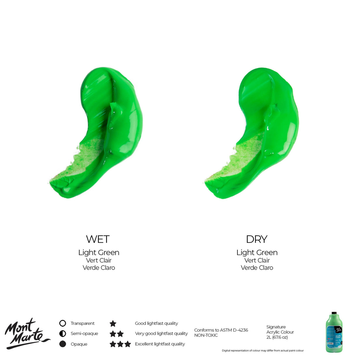 Mont Marte Acrylic Colour Paint Signature 2L 67 6 Us Fl Oz Bottle Light Green