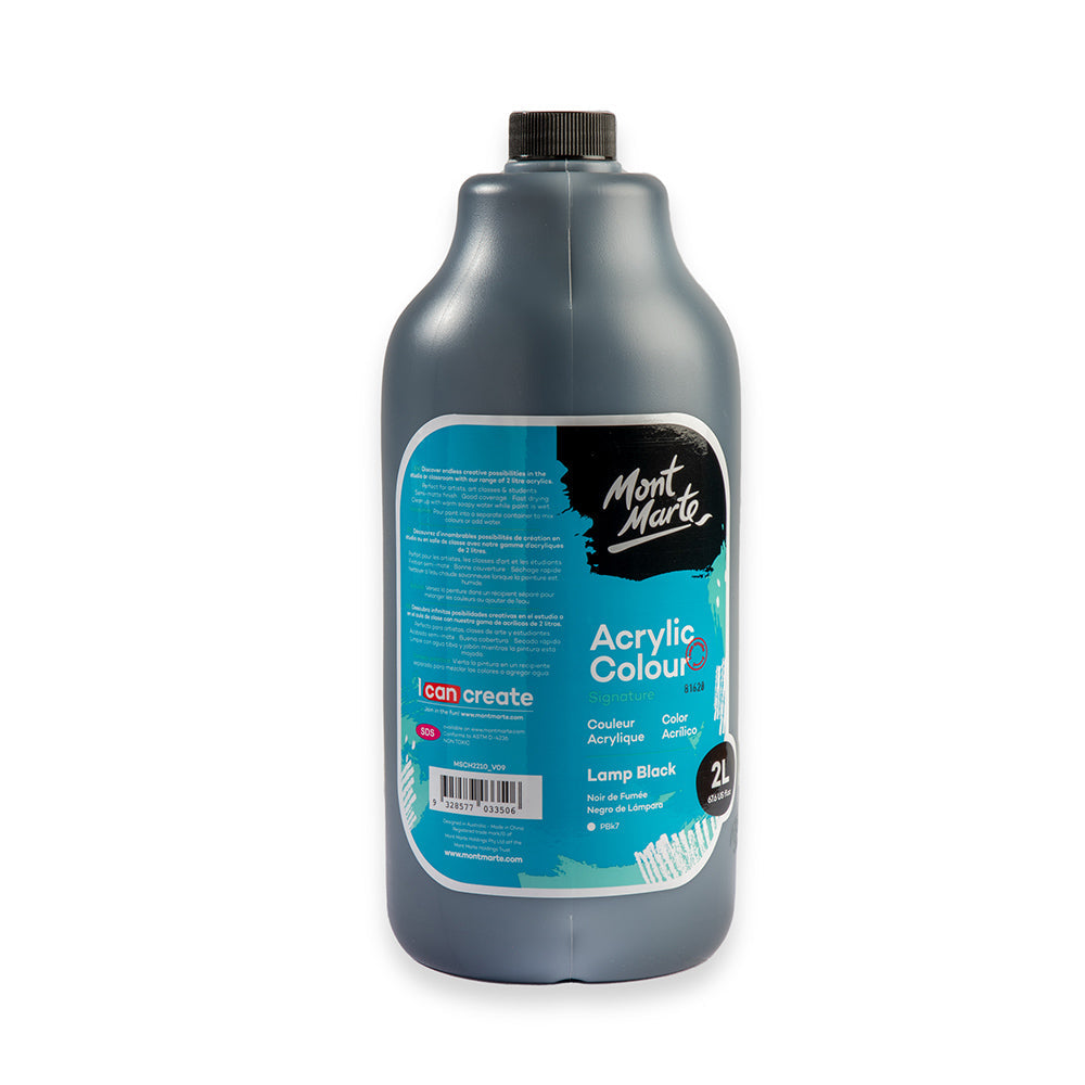 Mont Marte Acrylic Colour Paint Signature 2L 67 6 Us Fl Oz Bottle Black