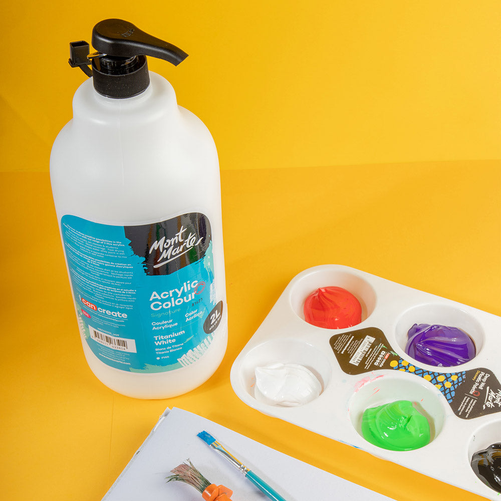 Mont Marte Acrylic Colour Paint Signature 2L 67 6 Us Fl Oz Bottle Titanium White