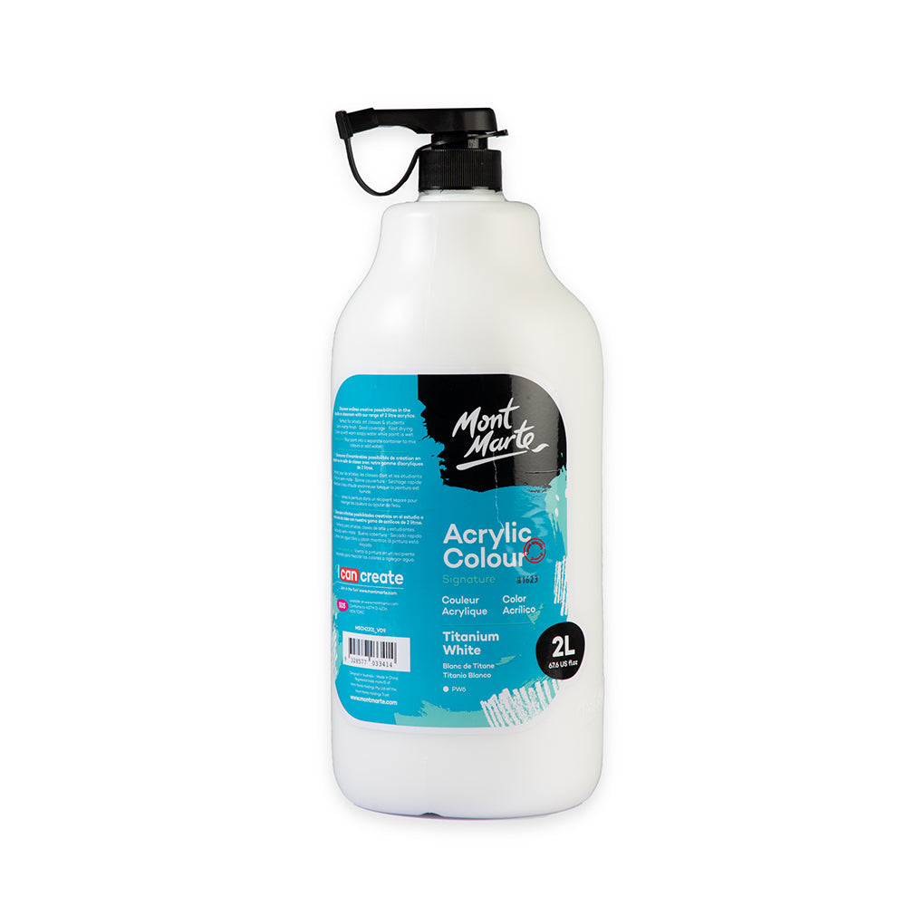Mont Marte Acrylic Colour Paint Signature 2L 67 6 Us Fl Oz Bottle Titanium White