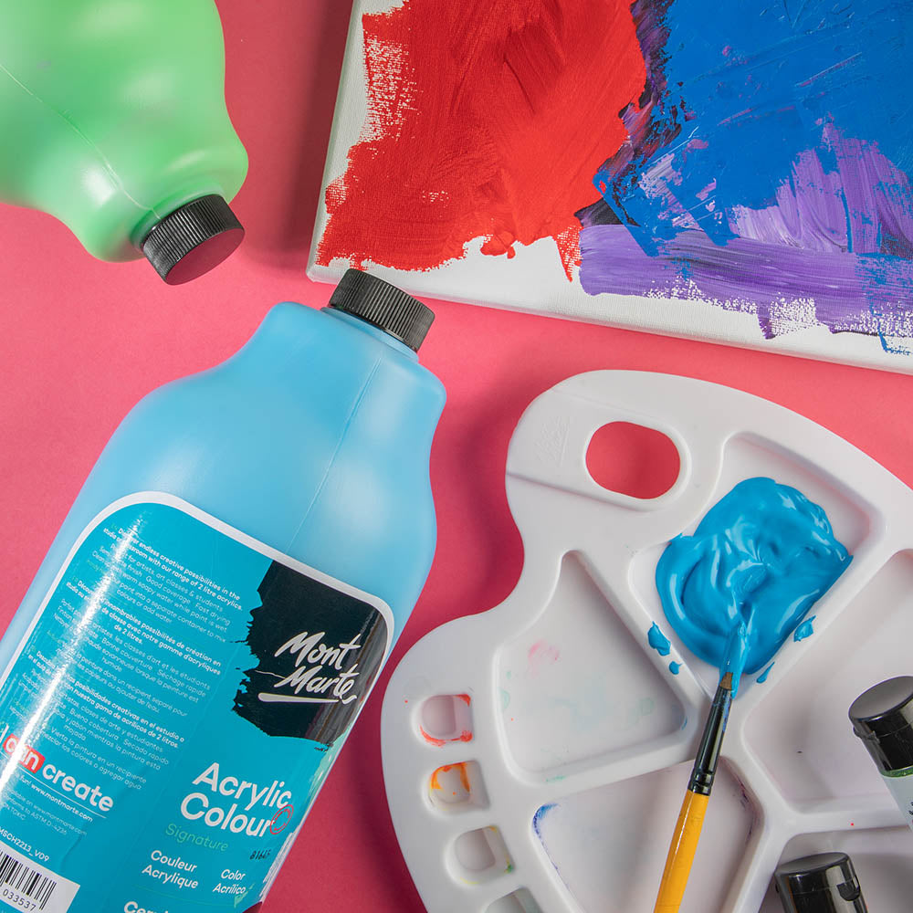 Mont Marte Acrylic Colour Paint Signature 2L 67 6 Us Fl Oz Bottle Cerulean Blue
