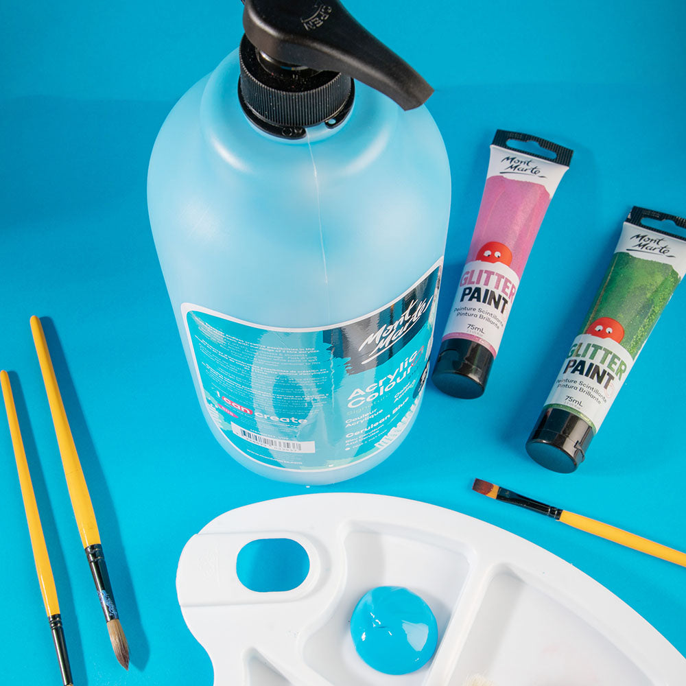 Mont Marte Acrylic Colour Paint Signature 2L 67 6 Us Fl Oz Bottle Cerulean Blue