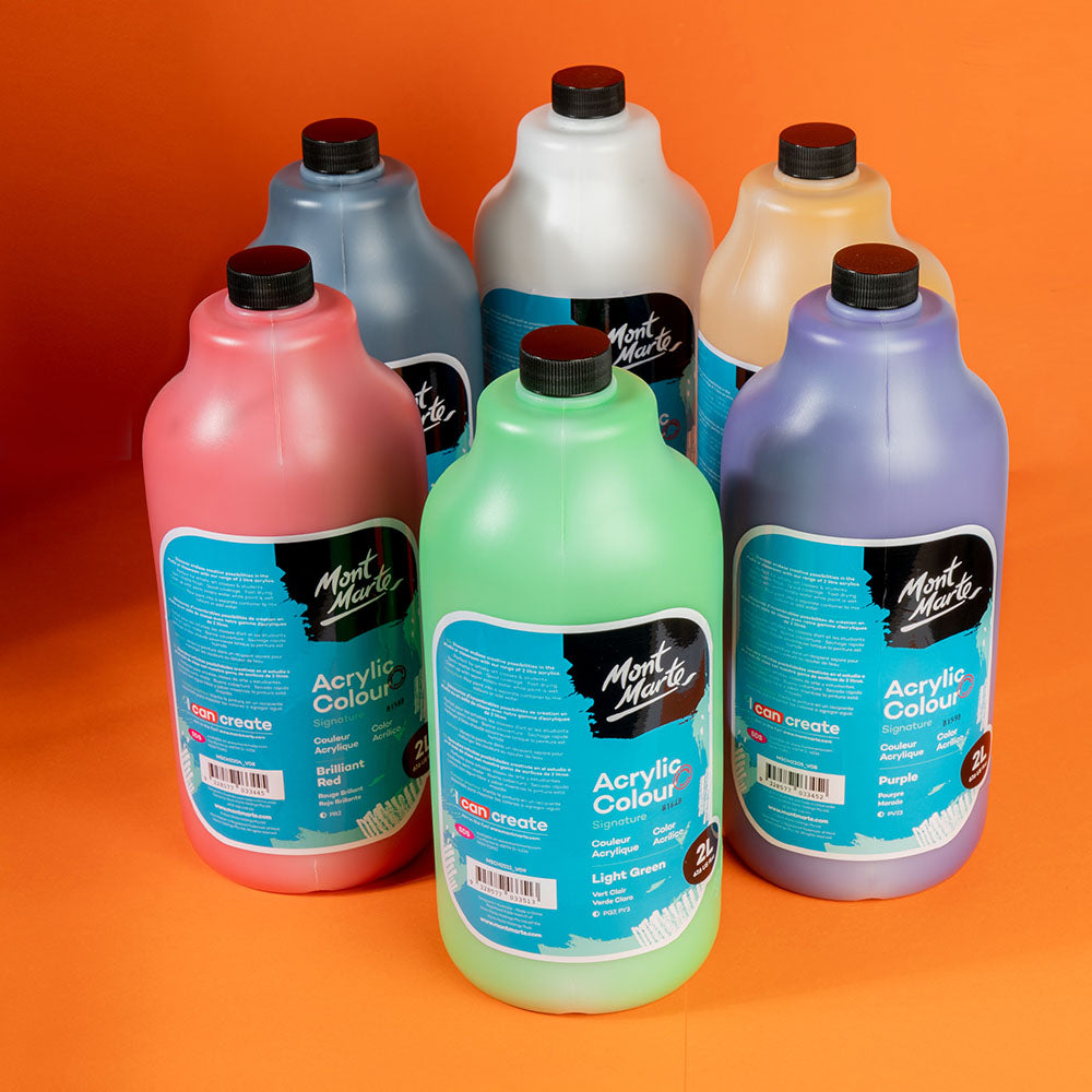 Mont Marte Acrylic Colour Paint Signature 2L 67 6 Us Fl Oz Bottle Yellow Ochre