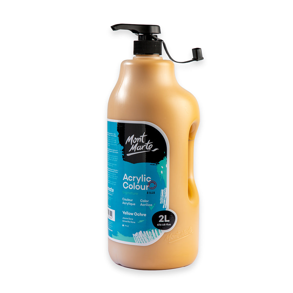 Mont Marte Acrylic Colour Paint Signature 2L 67 6 Us Fl Oz Bottle Yellow Ochre