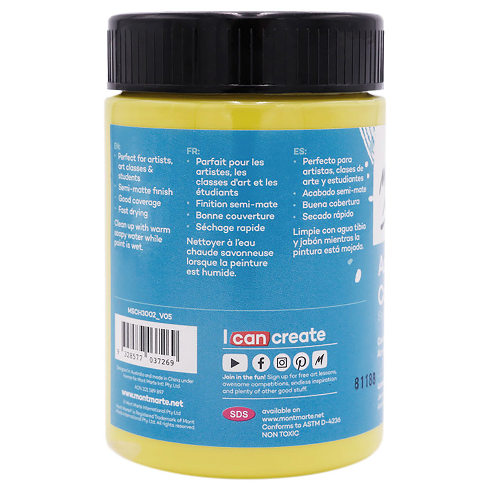 Mont Marte Acrylic Colour Paint Signature 300Ml 10 1 Us Fl Oz Lemon Yellow