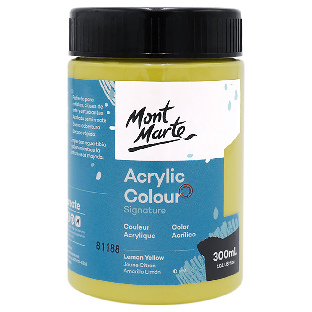Mont Marte Acrylic Colour Paint Signature 300ml - Lemon Yellow