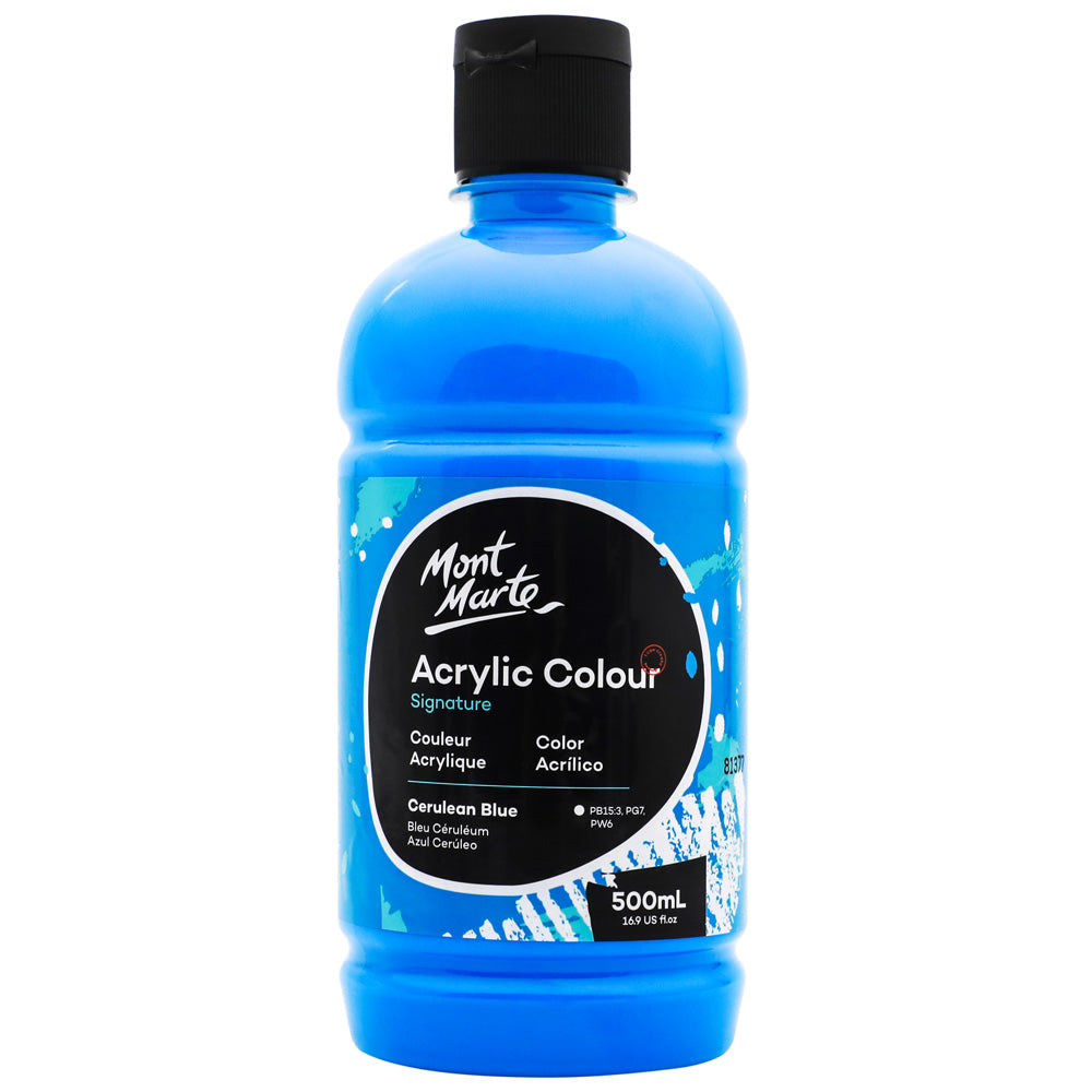 Mont Marte Acrylic Colour Signature 500ml - Cerulean Blue