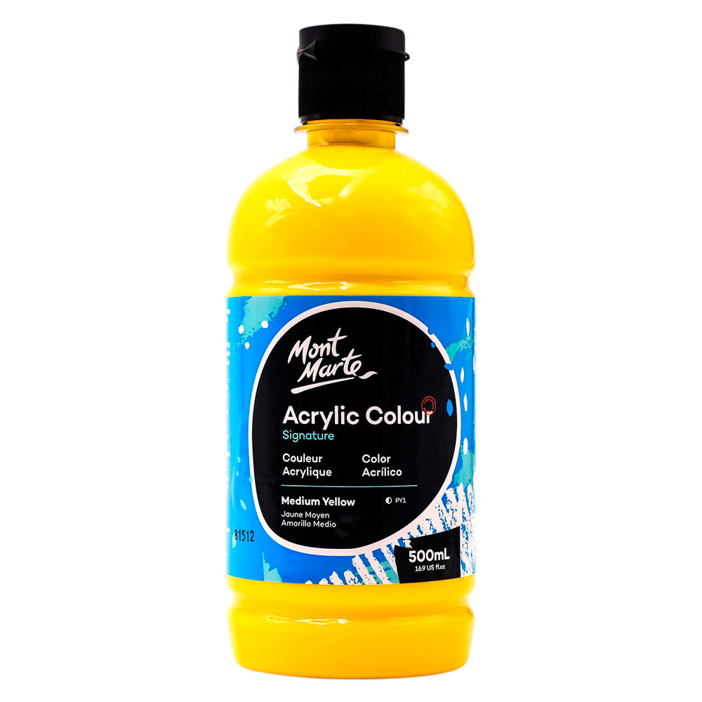 Mont Marte Acrylic Colour Signature 500ml - Medium Yellow