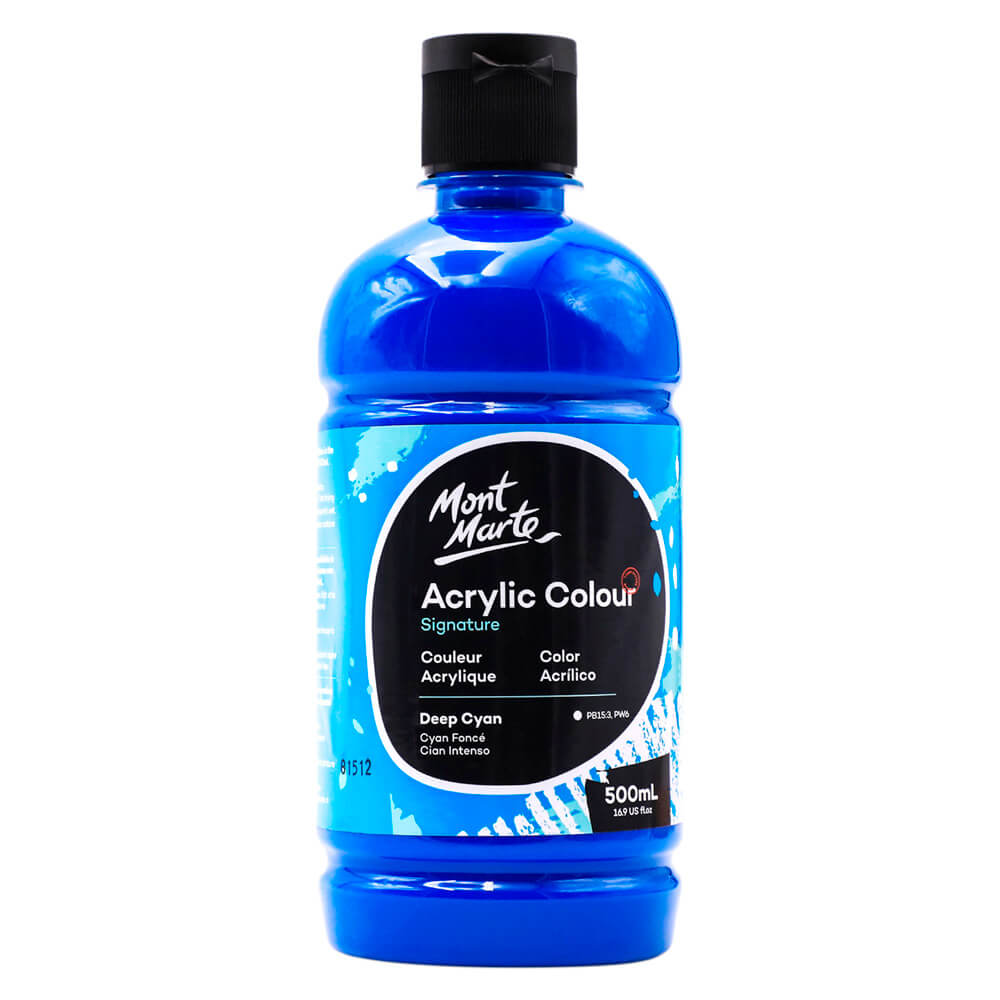 Mont Marte Acrylic Colour Signature 500ml - Deep Cyan
