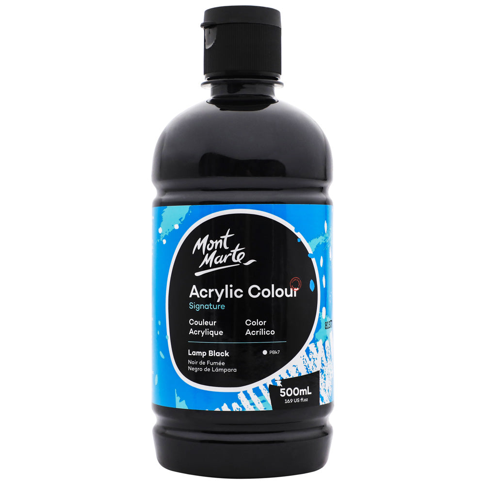 Mont Marte Acrylic Colour Signature 500ml - Lamp Black