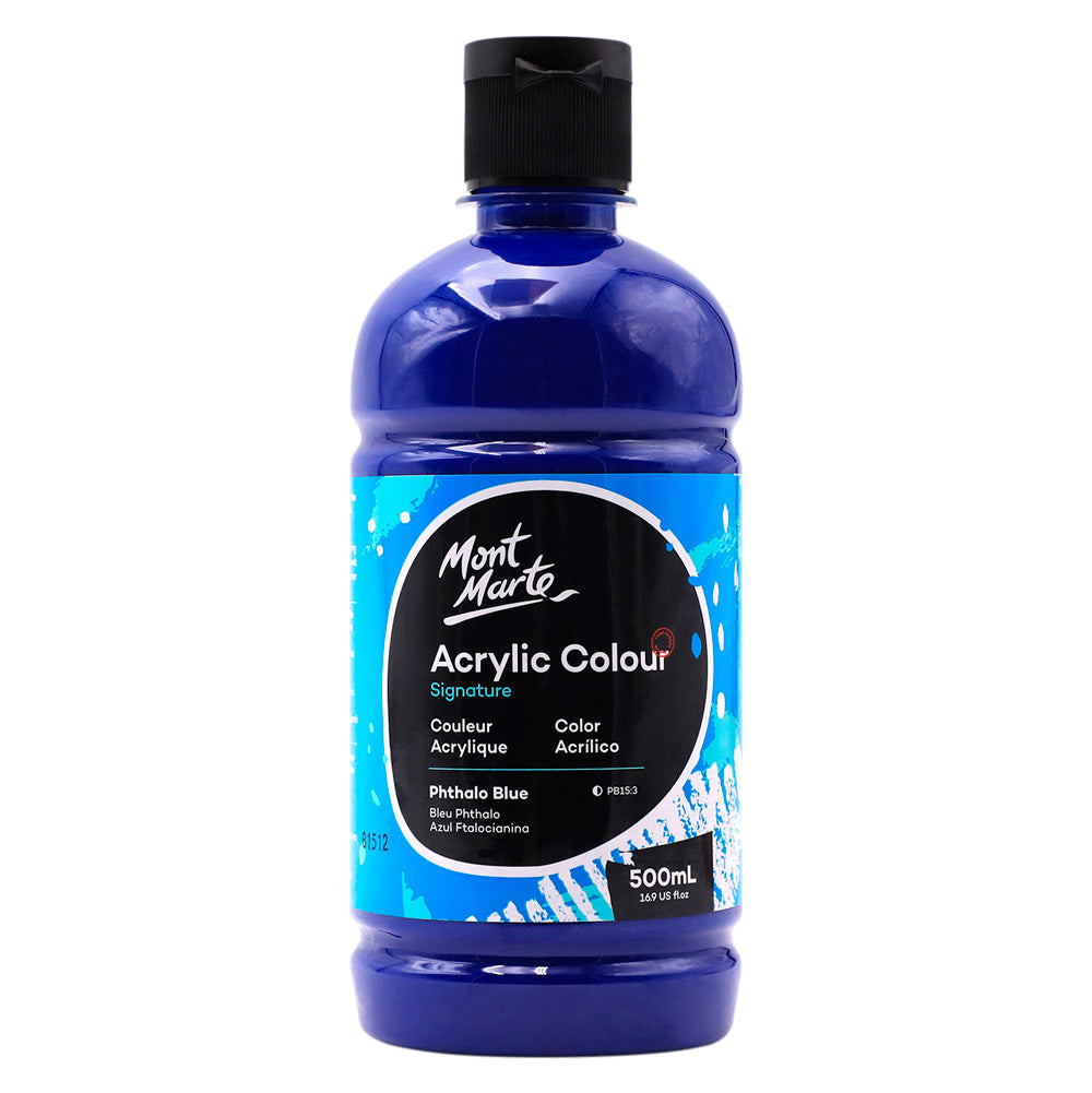 Mont Marte Acrylic Colour Signature 500ml - Phthalo Blue