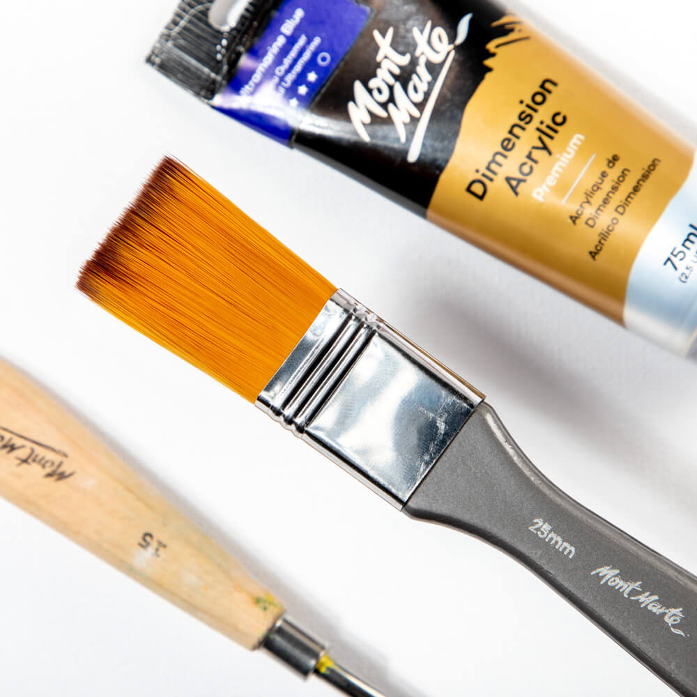 Mont Marte Artist Acrylic Brush Premium Taklon Flat Wide 25Mm