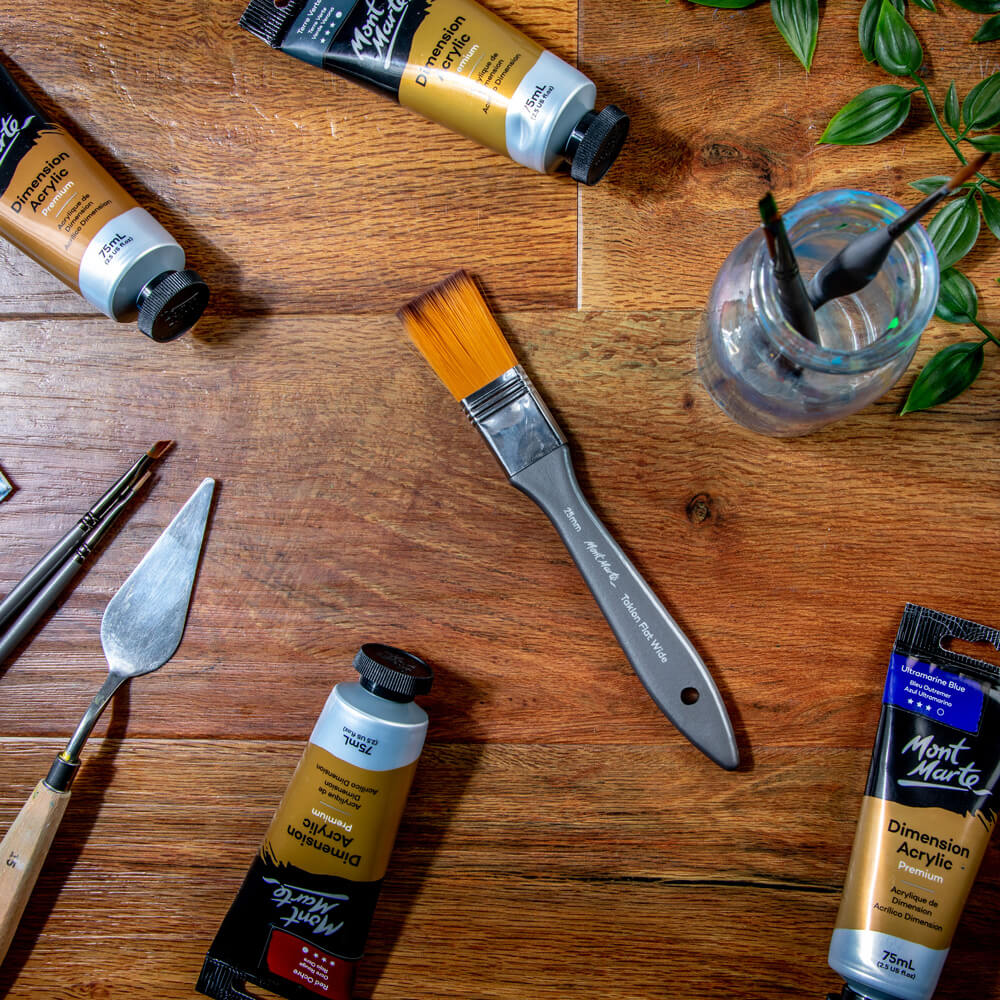 Mont Marte Artist Acrylic Brush Premium Taklon Flat Wide 25Mm