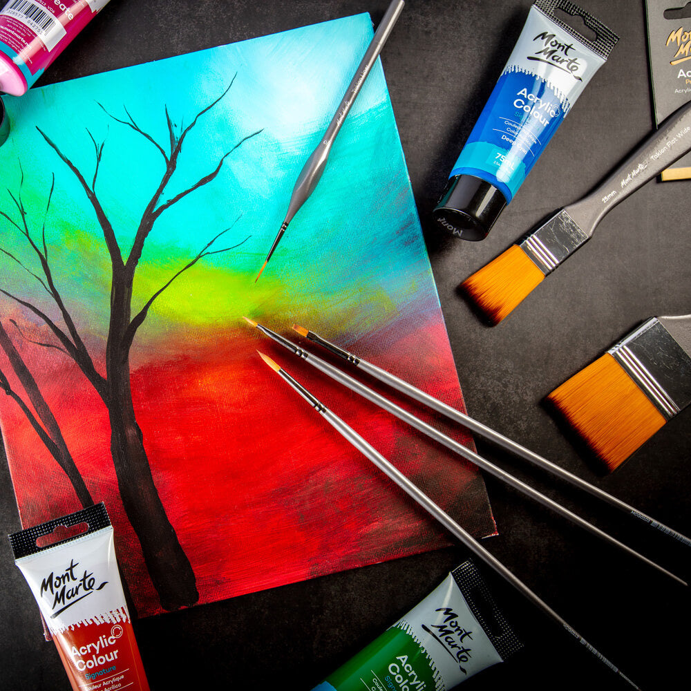 Mont Marte Artist Acrylic Brush Premium Taklon Flat Wide 25Mm