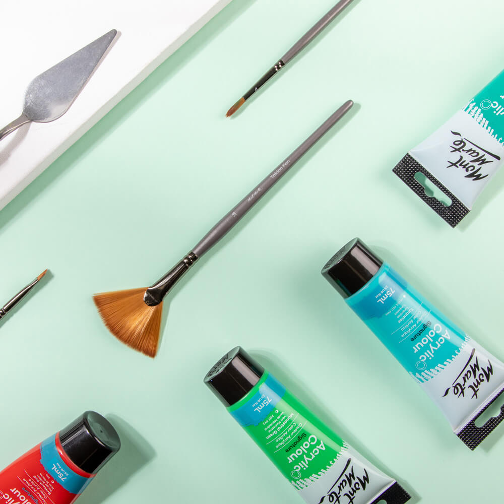 Mont Marte Artist Acrylic Brush Premium Taklon Fan 14