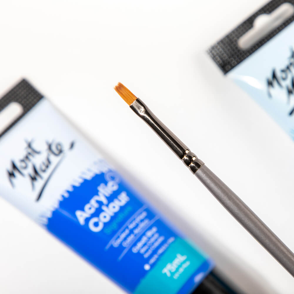 Mont Marte Artist Acrylic Brush Premium Taklon Flat Long 2