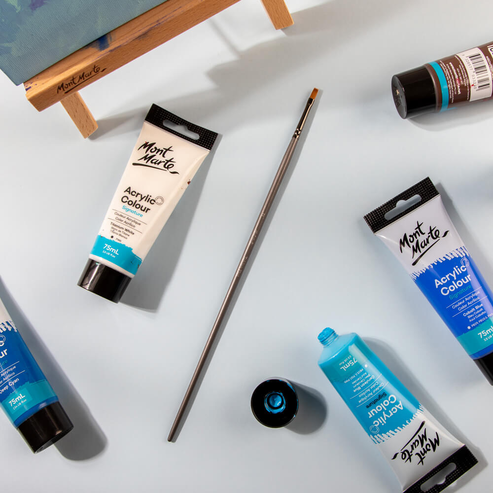 Mont Marte Artist Acrylic Brush Premium Taklon Flat Long 2