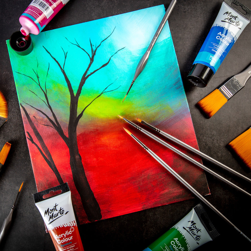 Mont Marte Artist Acrylic Brush Premium Taklon Flat Long 2