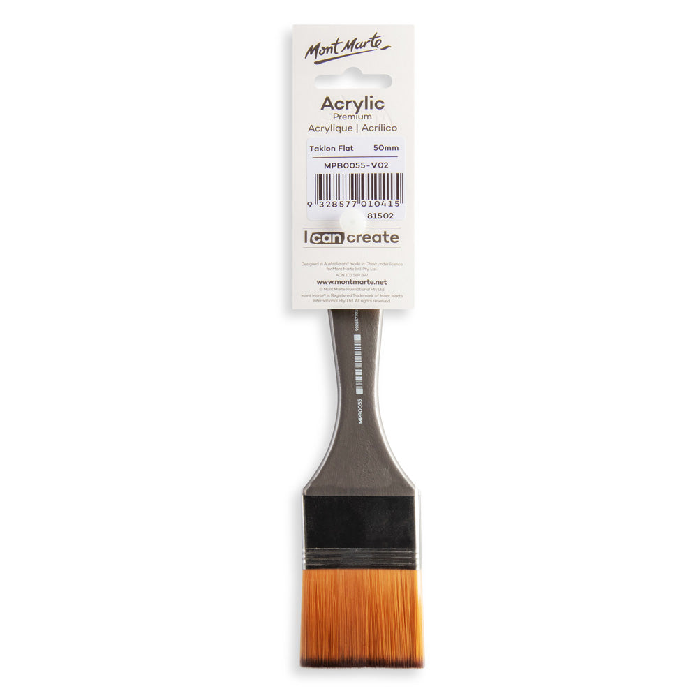Mont Marte Artist Acrylic Brush Premium Taklon Flat Wide 50Mm 1 98In