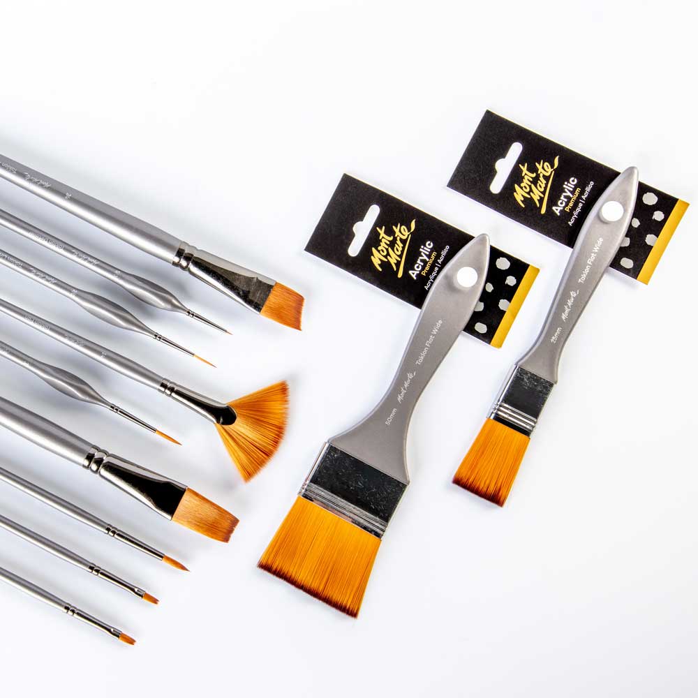 Mont Marte Artist Acrylic Brush Premium Taklon Flat Wide 50Mm 1 98In