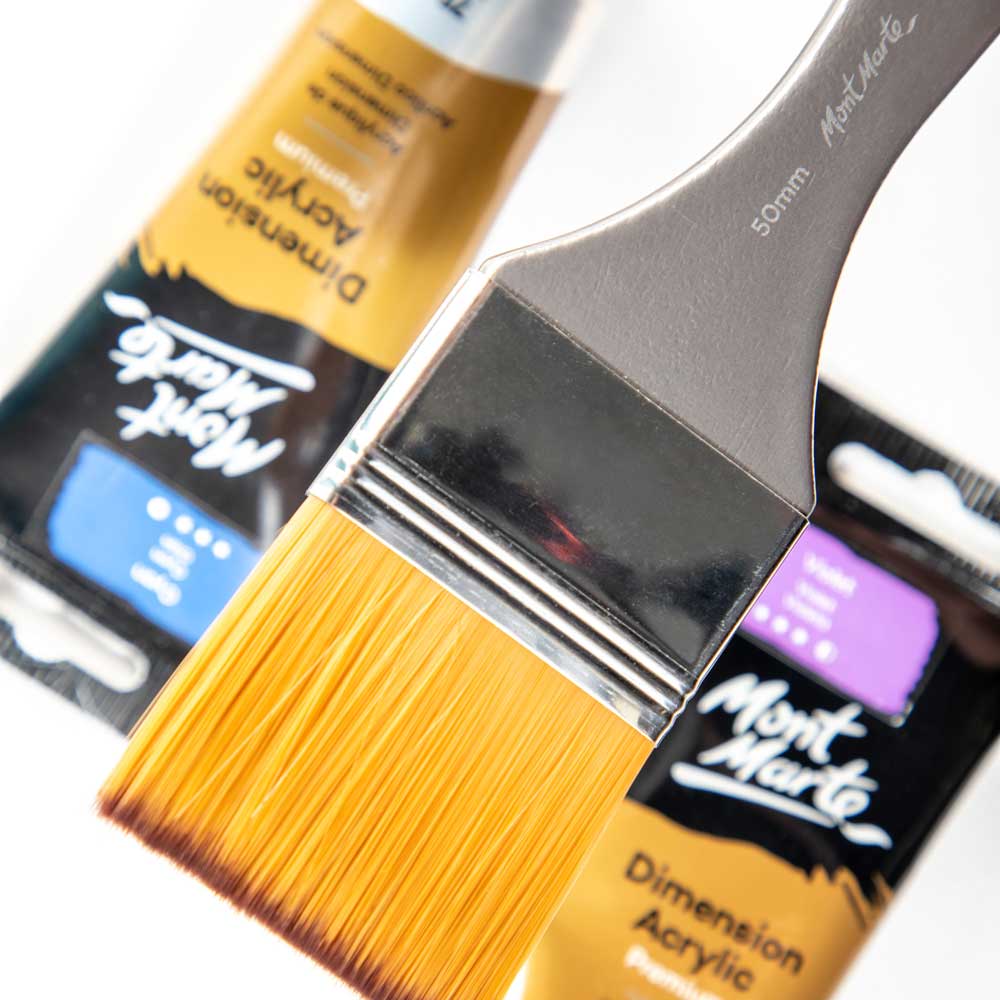 Mont Marte Artist Acrylic Brush Premium Taklon Flat Wide 50Mm 1 98In