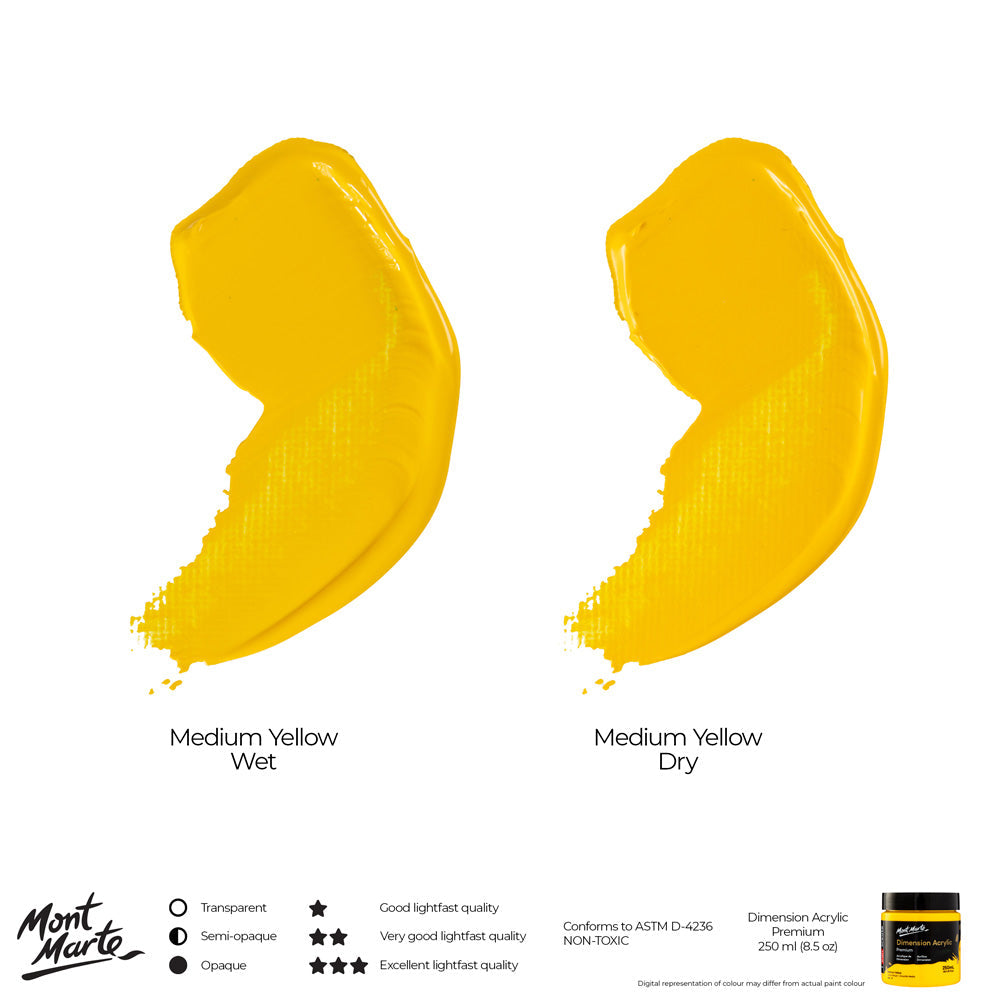 Mont Marte Dimension Acrylic Premium 250Ml 8 5 Us Fl Oz Medium Yellow