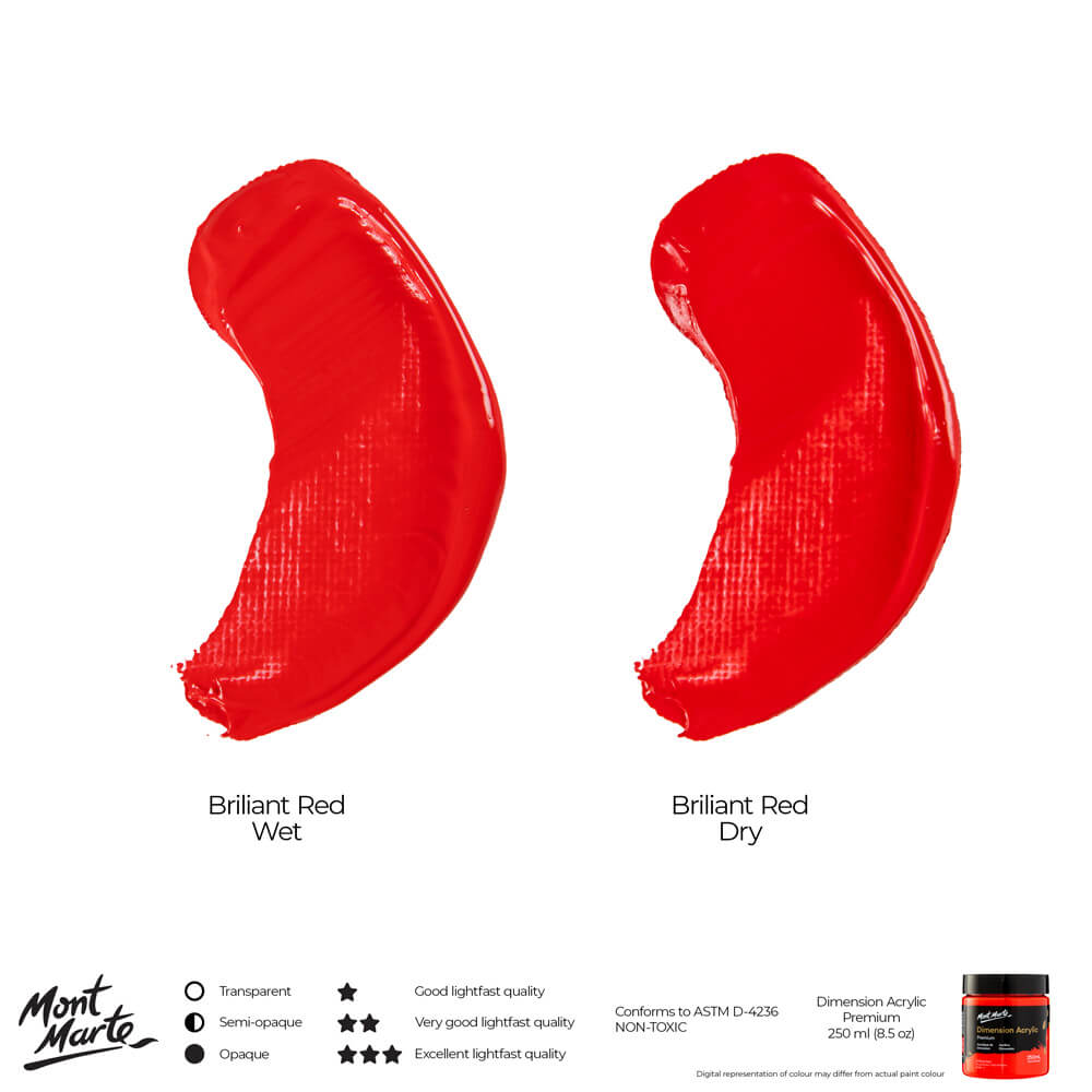 Mont Marte Dimension Acrylic Premium 250Ml 8 5 Us Fl Oz Brilliant Red