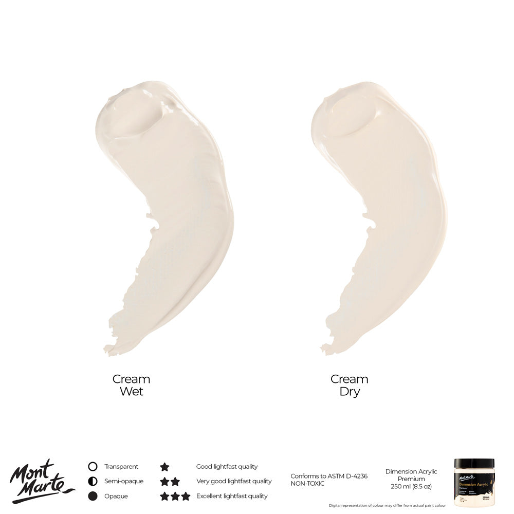 Mont Marte Dimension Acrylic Premium 250Ml 8 5 Us Fl Oz Cream
