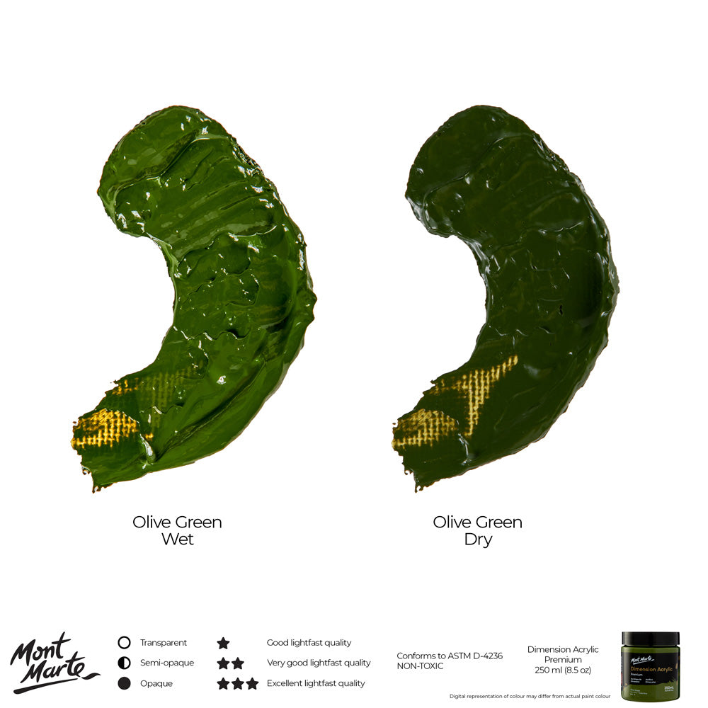 Mont Marte Dimension Acrylic Premium 250Ml 8 5 Us Fl Oz Olive Green