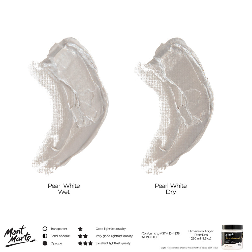 Mont Marte Dimension Acrylic Premium 250Ml 8 5 Us Fl Oz Pearl White